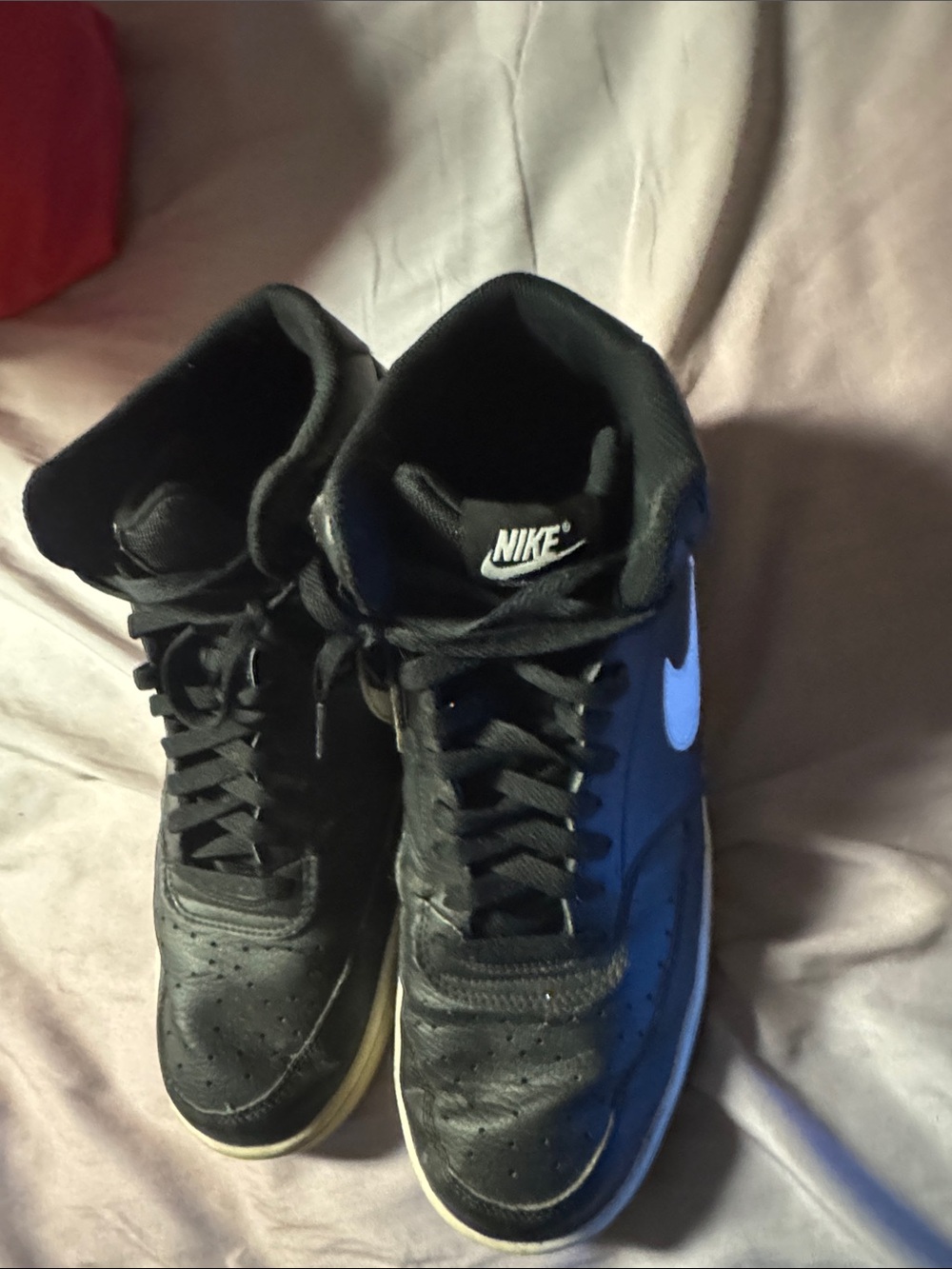 Nike Men’s Black High-Top Sneakers with White Swoosh